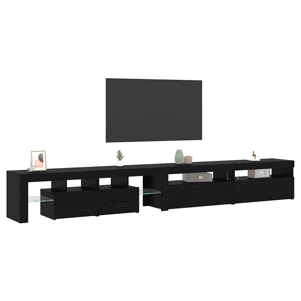 TV Cabinet 3 pcs Black Oak Engineered Wood