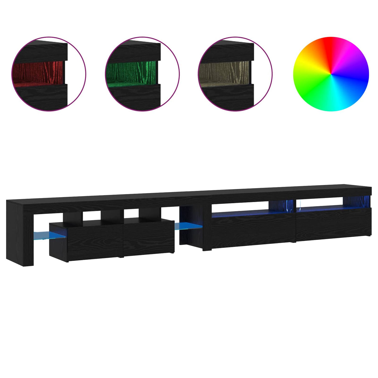 TV Cabinet 3 pcs Black Oak 290 x 36.5 x 40 cm Engineered Wood