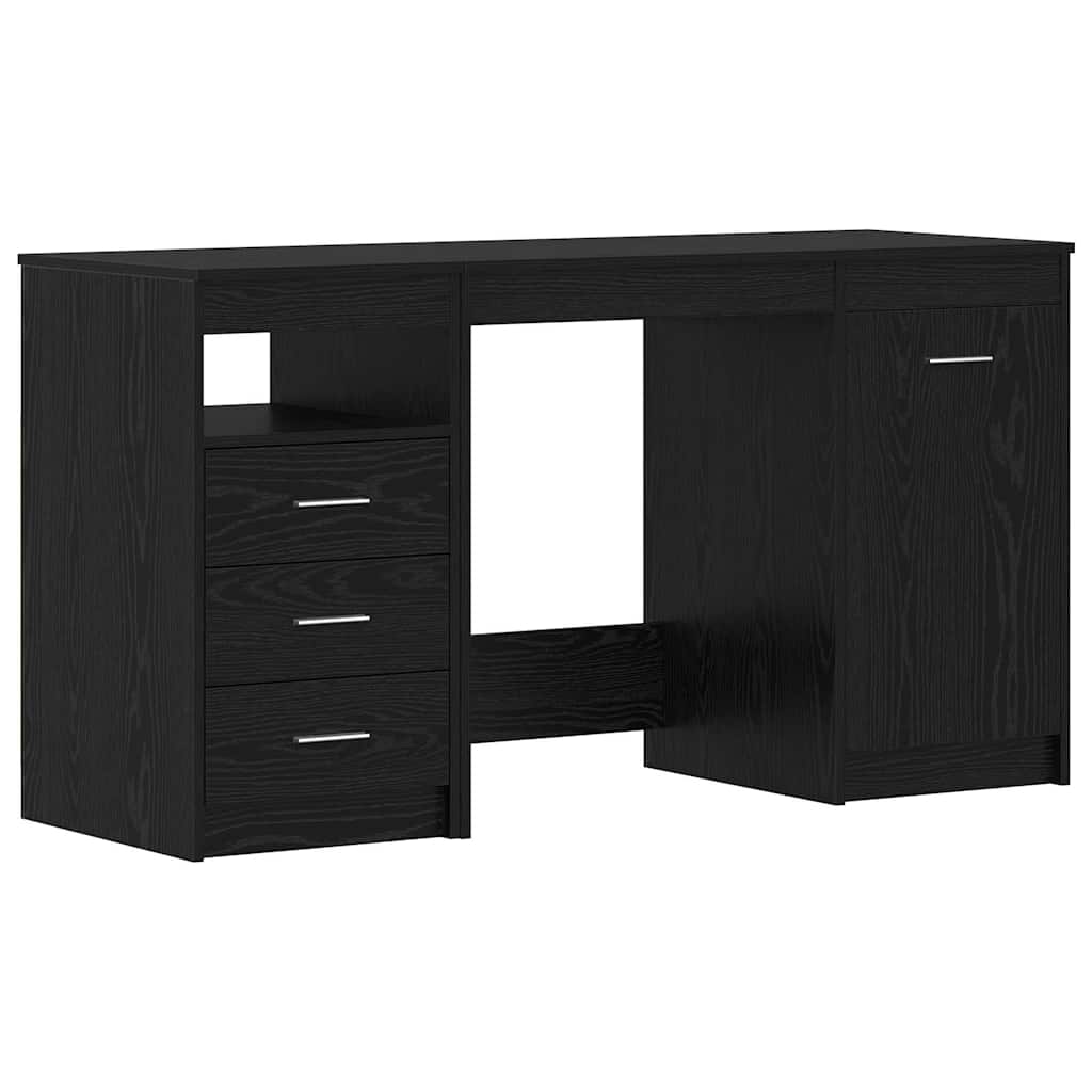Desk with Door 2 pcs Black oak 140 x 50 x 76 cm Engineered wood