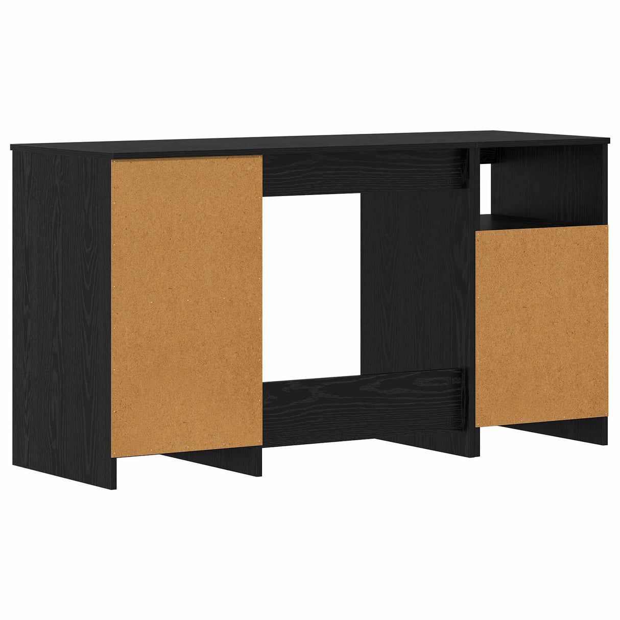 Desk with Door 2 pcs Black Oak 140 x 50 x 76 cm Engineered Wood