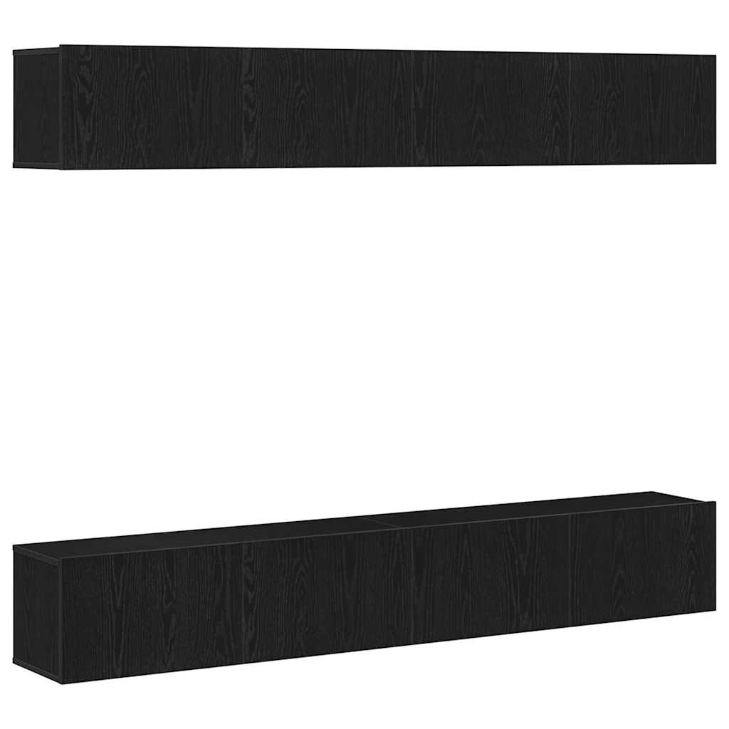TV Cabinet Set 4 pcs Black Oak Engineered Wood