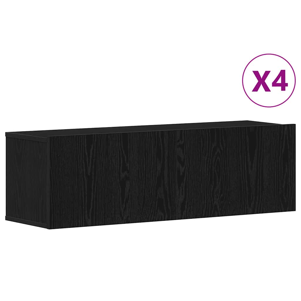 TV Cabinet Set 4 pcs Black Oak Engineered Wood