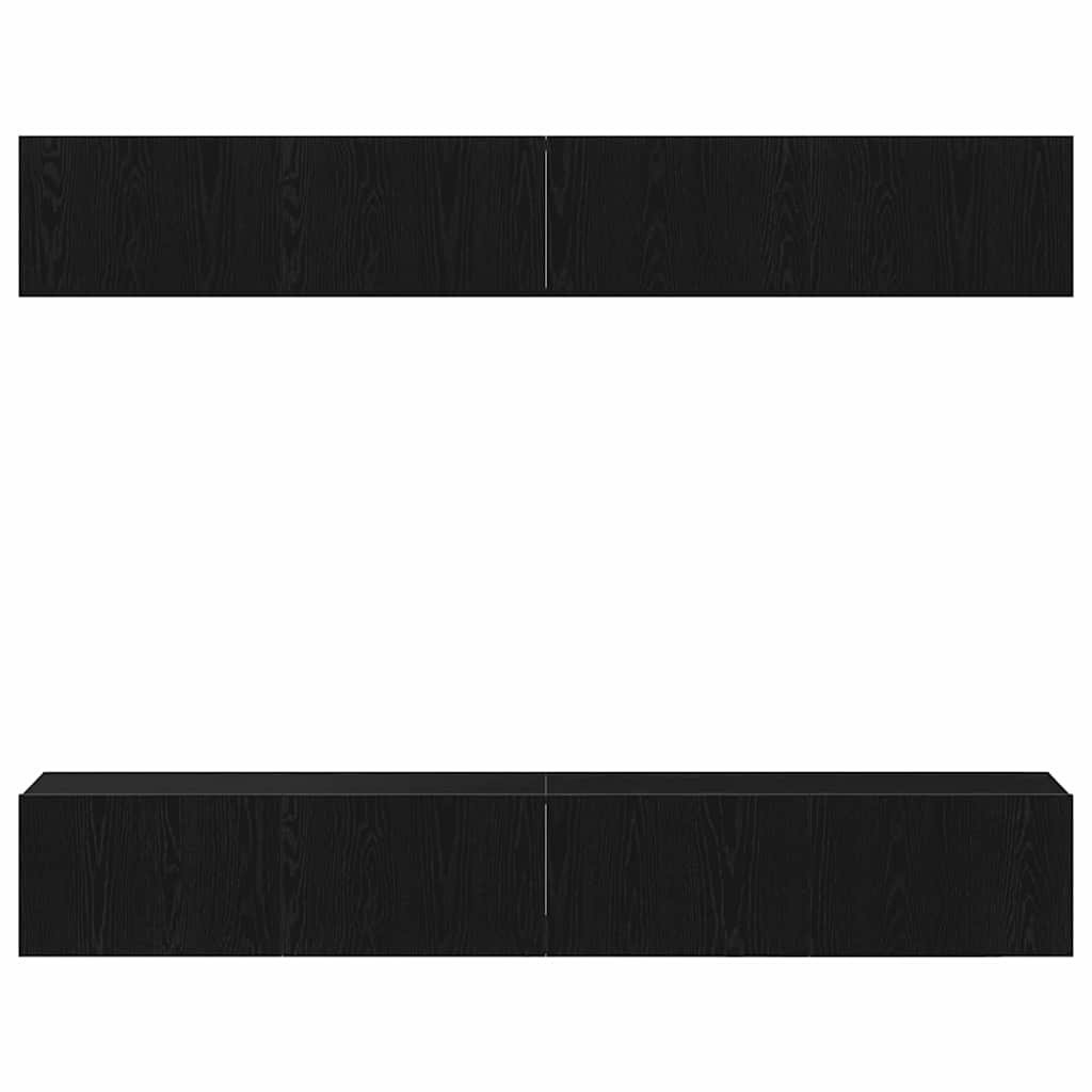 TV Cabinet Set 4 pcs Black Oak Engineered Wood