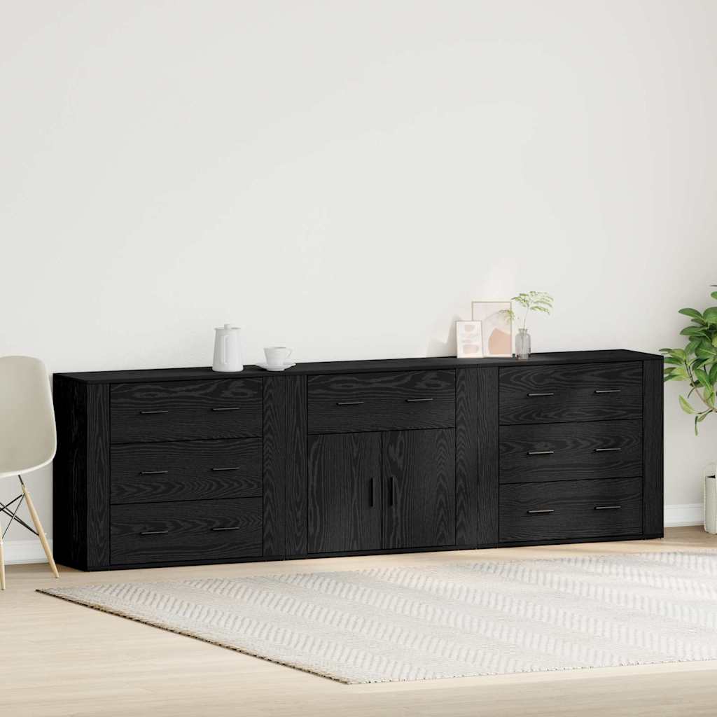 Sideboard Black Oak 240 x 33 x 70 cm Engineered Wood