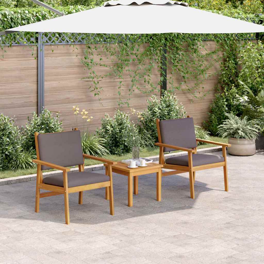 Garden Chair with Cushion 2 pcs Brown Solid Acacia wood