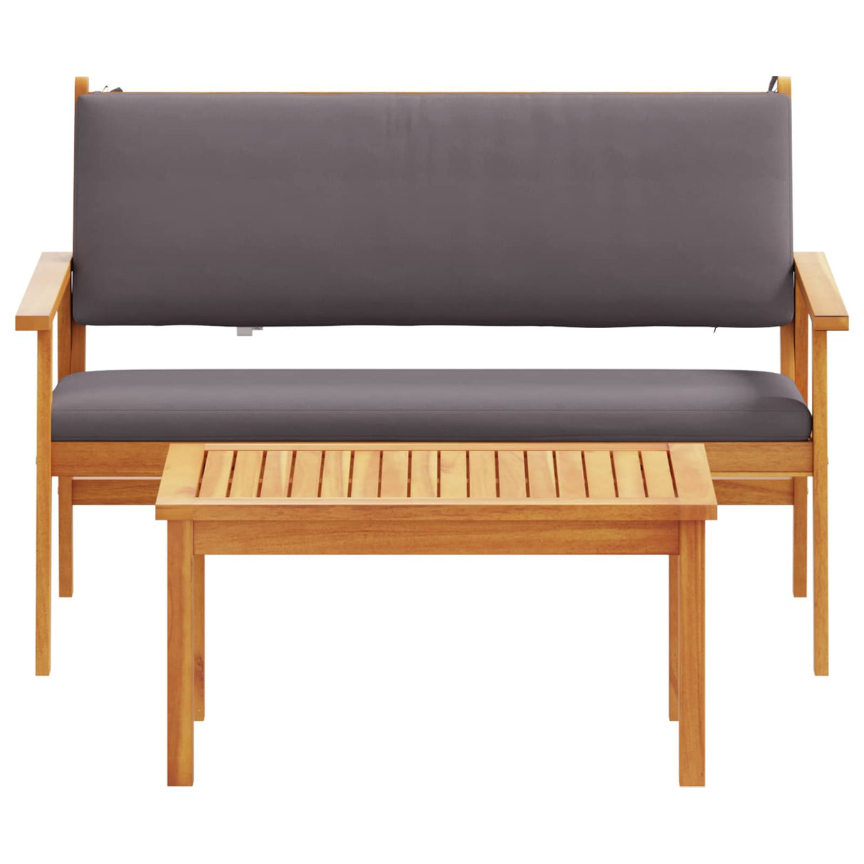 Garden Sofa Set with Cushion 2 pcs Anthracite Solid Acacia Wood