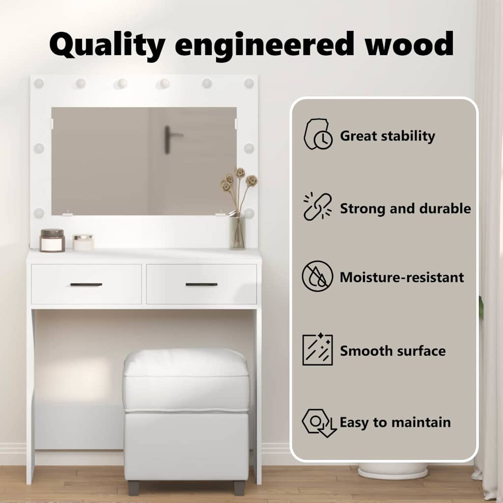 Dressing Table White 78,5 x 41 x 135 cm Engineered Wood