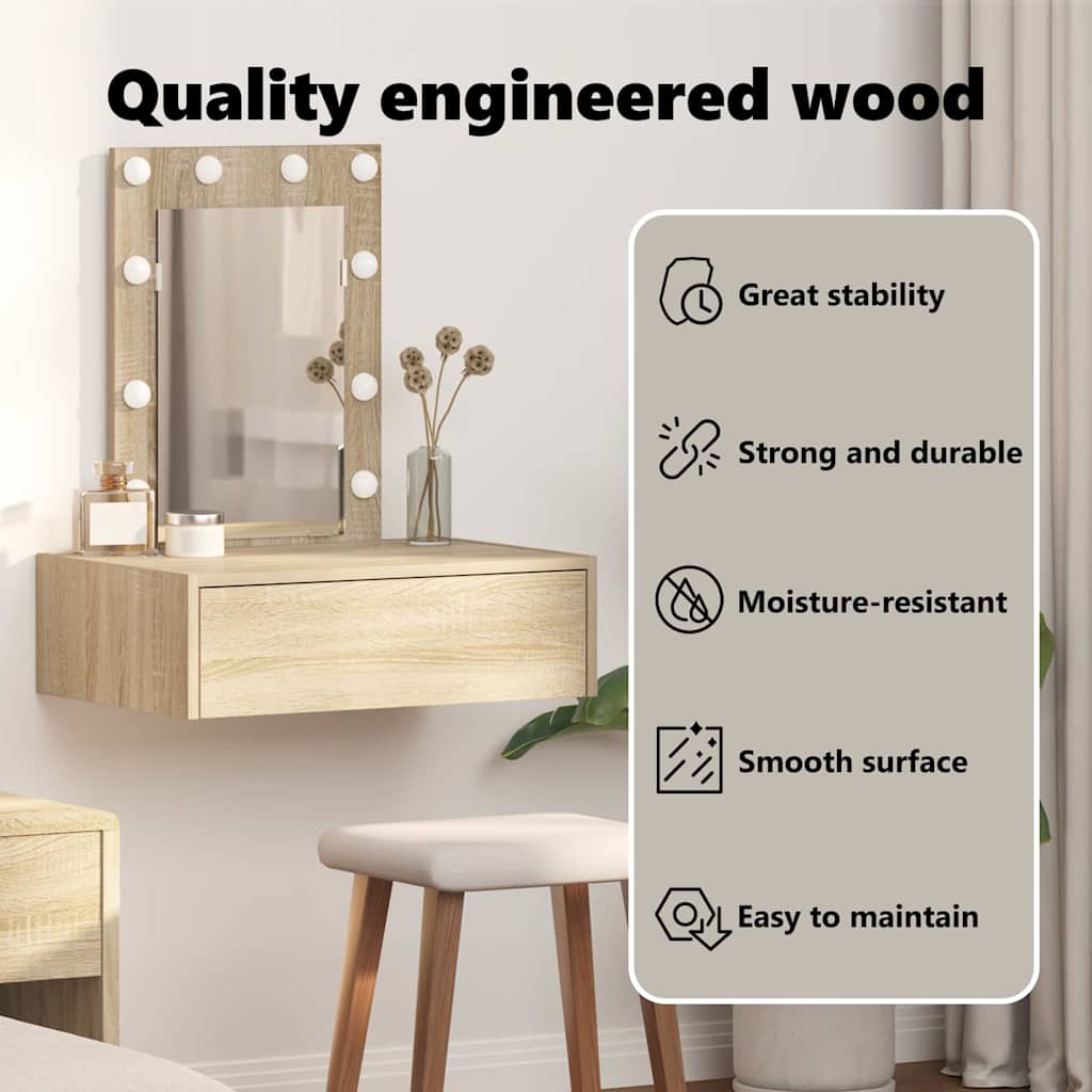 Dressing Table Brown 60 x 40 x 70 cm Engineered Wood