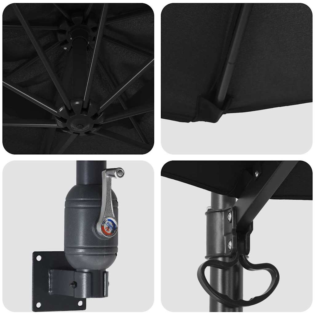 Garden Parasol Black 248 x 248 x 148 cm Polyester and Steel