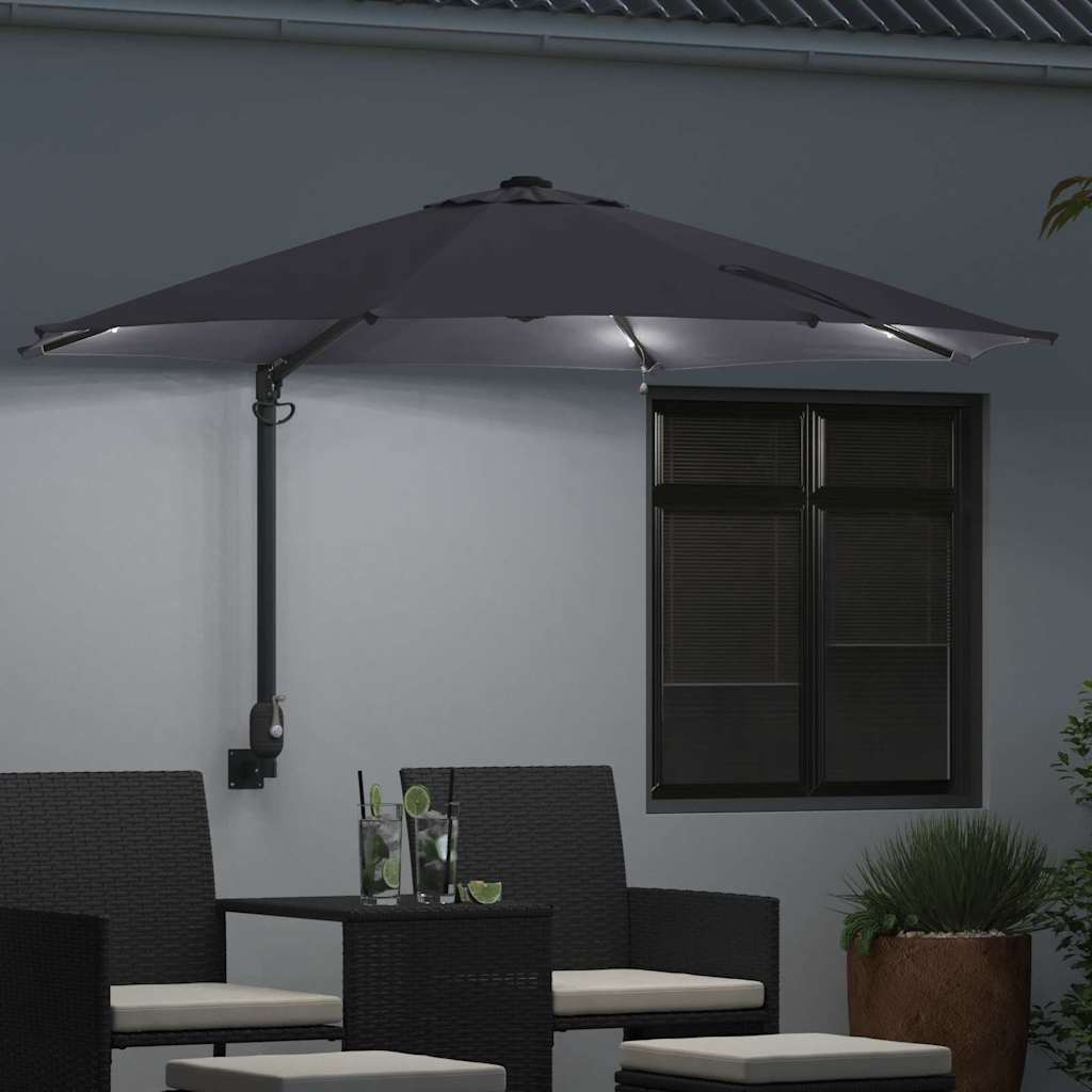 Garden Parasol Manual Anthracite and Black 248 x 248 x 148 cm