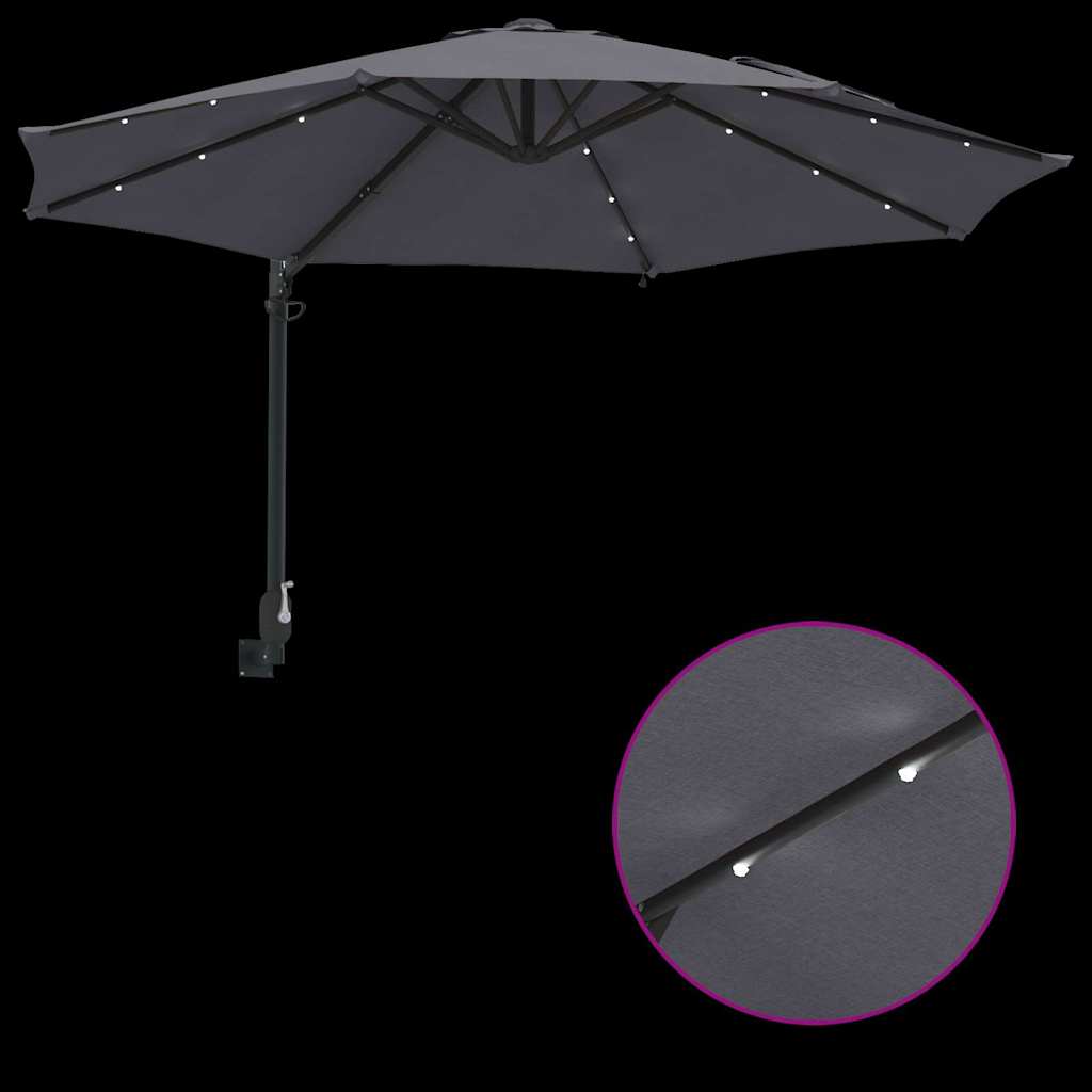 Garden Parasol Manual Anthracite and Black 248 x 248 x 148 cm