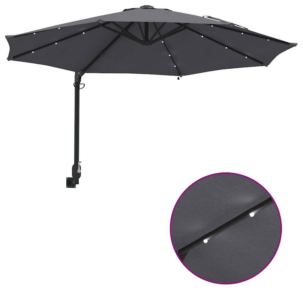Garden Parasol Manual Anthracite and Black 248 x 248 x 148 cm