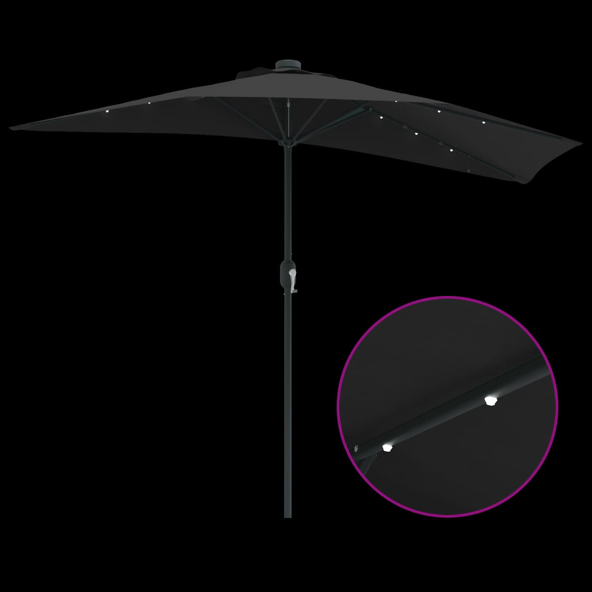 Garden Parasol Black 294 x 150 x 224 cm Polyester and Steel