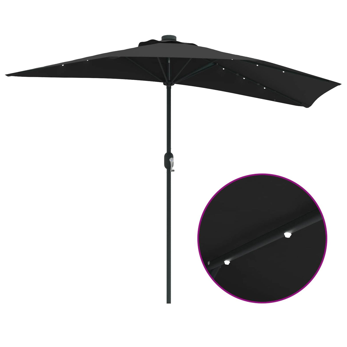 Garden Parasol Black 294 x 150 x 224 cm Polyester and Steel