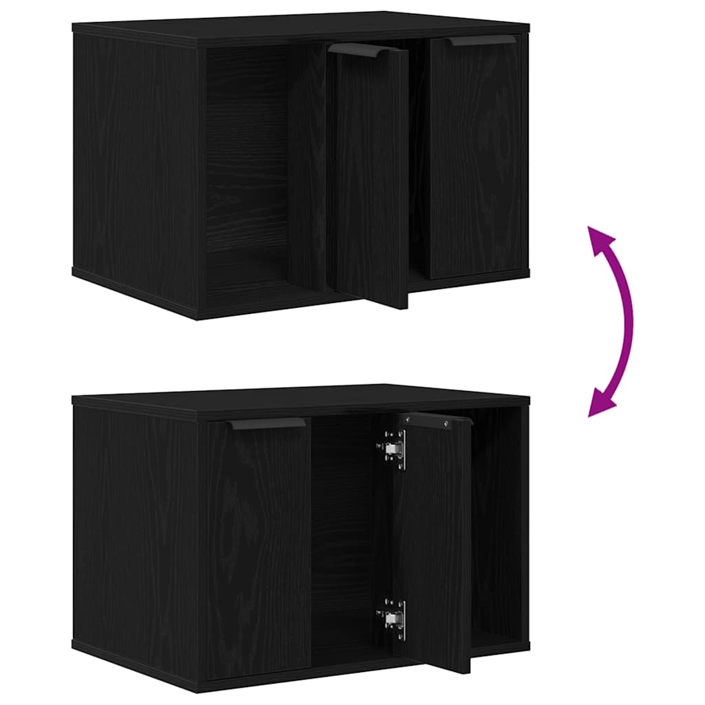 Cat Litter Box Enclosure Black Oak 60x40x40 cm Engineered Wood