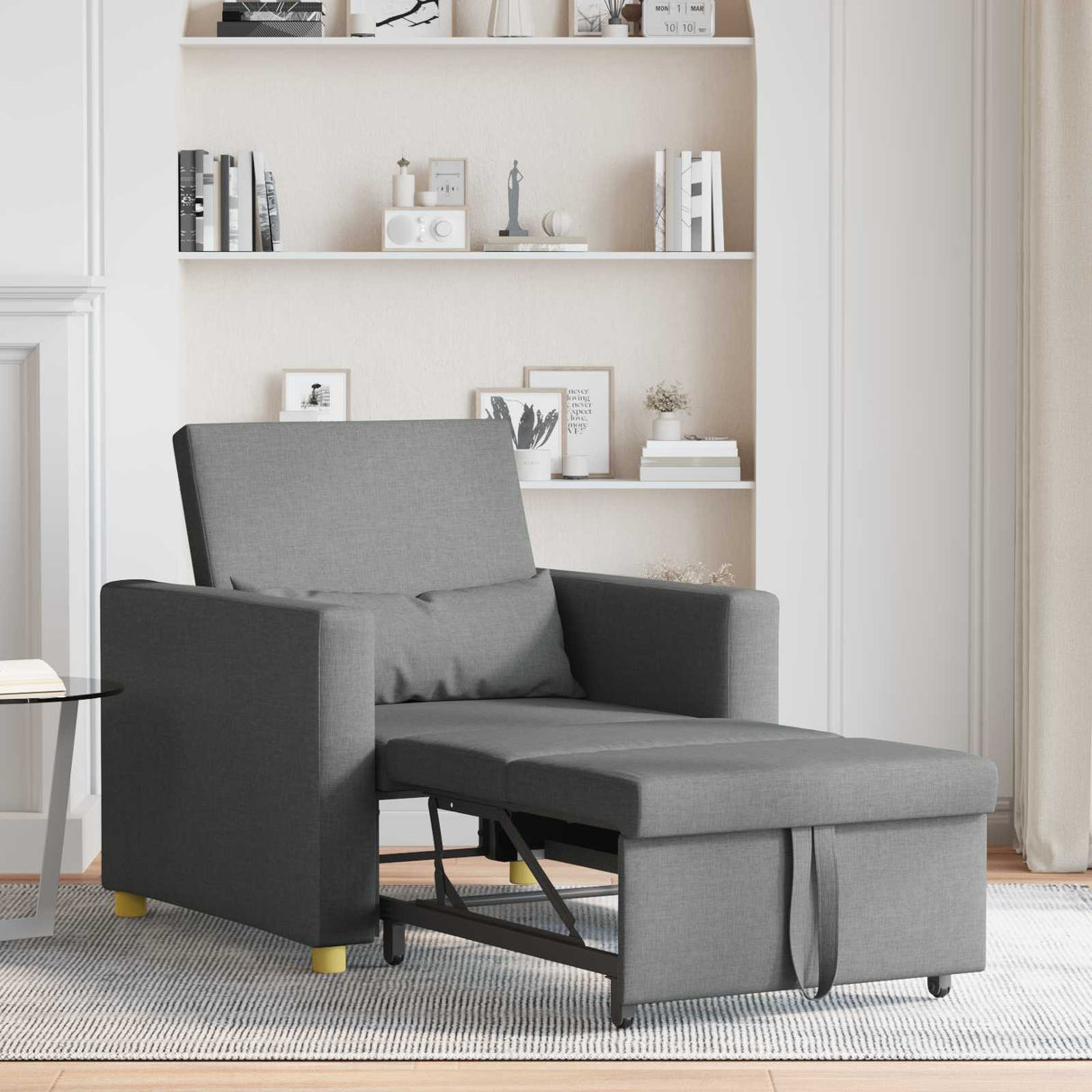 Pull out Sofa Bed Single Dark grey 90 x 165 x 87 cm Fabric