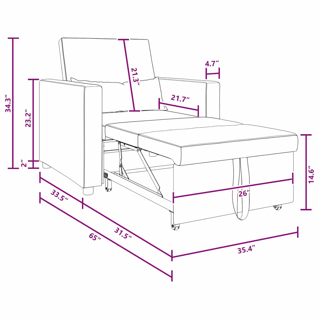 Single Sofa Bed Reclining Black 90 x 165 x 87 cm Velvet