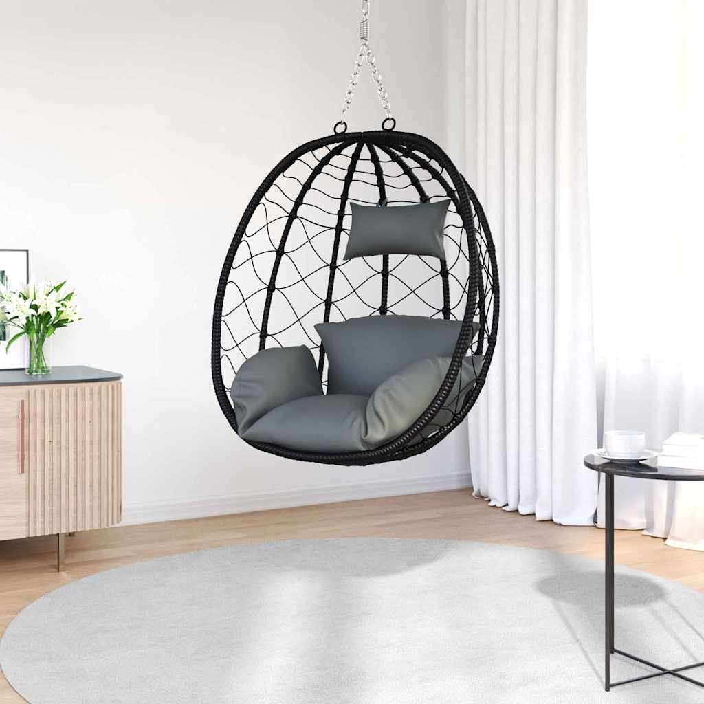 Hanging Egg Chair Anthracite 91.5 x 54.5 x 107 cm Poly Rattan