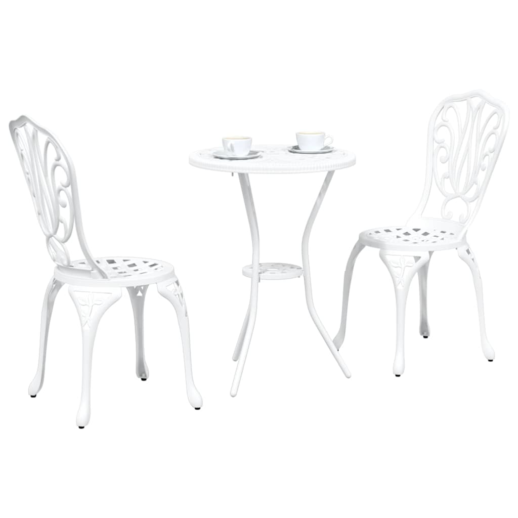Garden Bistro Set 3 pcs White Aluminium