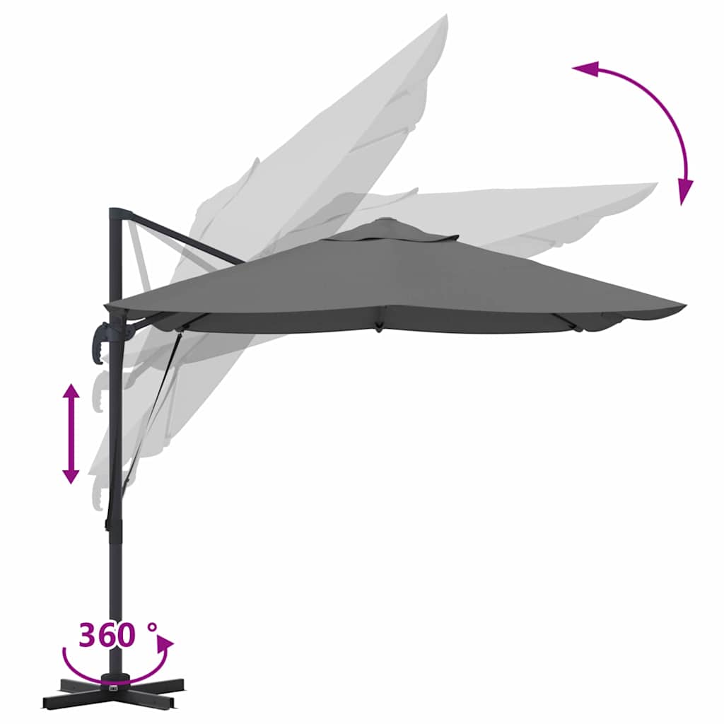 Parasol Anthracite 351 x 250 x 260 cm Polyester and Aluminium