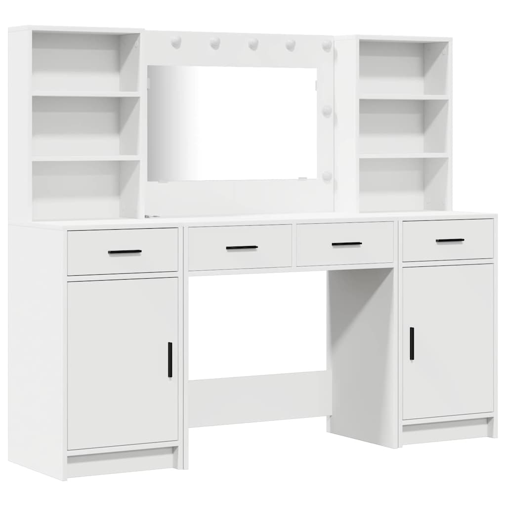Dressing Table Set with Drawer 3 pcs White Engineered wood