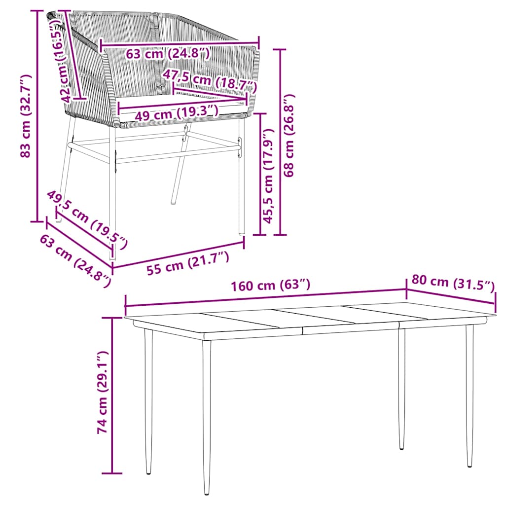 5 Piece Garden Dining Set with Cushions Black Poly Rattan Glass