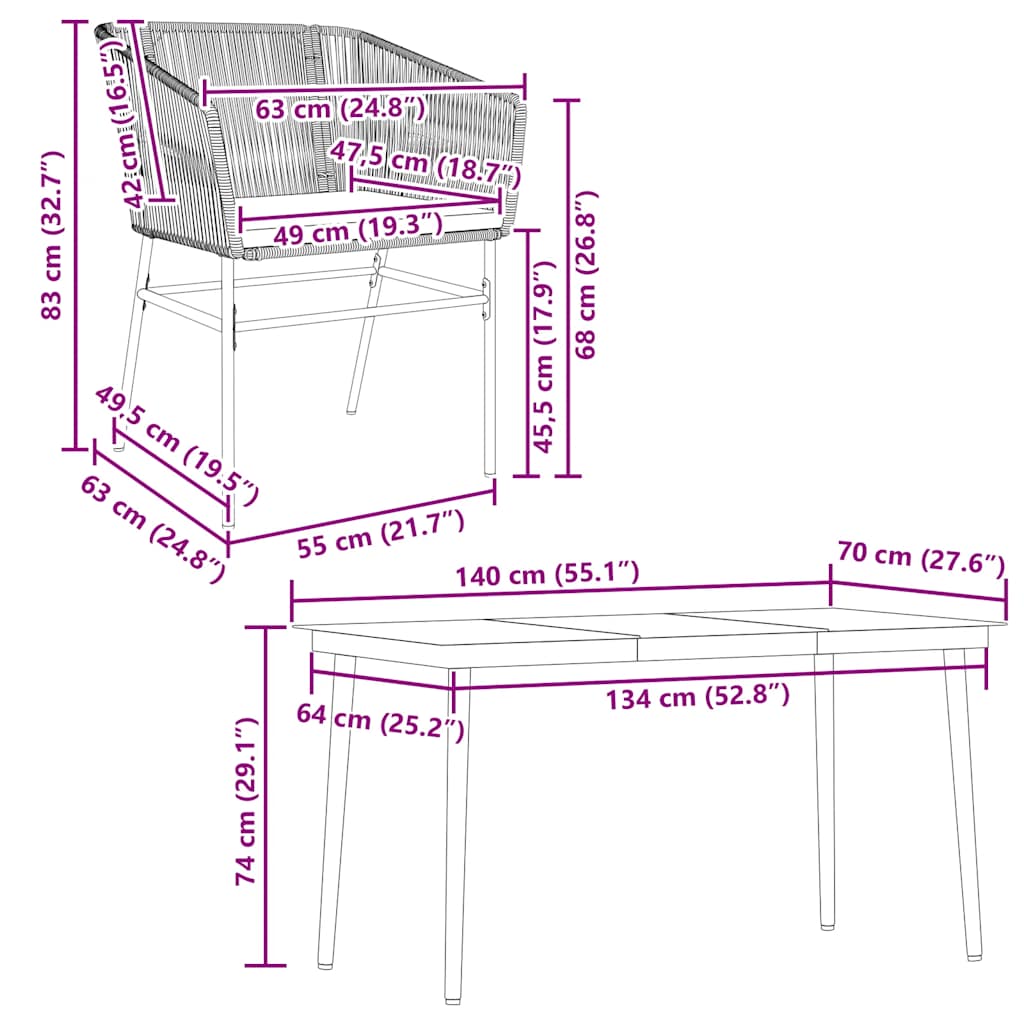 5 Piece Garden Dining Set with Cushions Grey Poly Rattan Glass