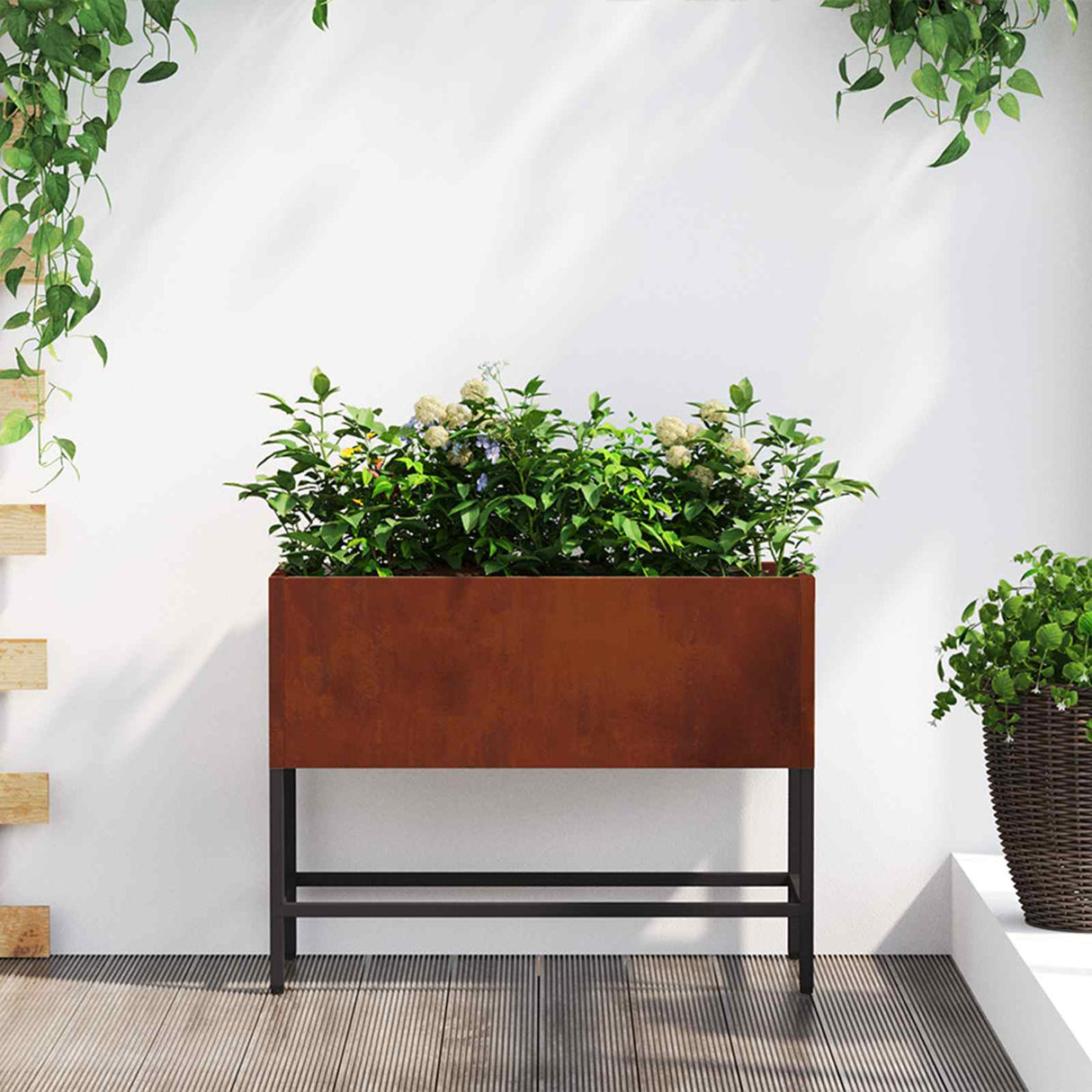 Raised Garden Planter Rusty 60 x 26 x 45 cm Weathering Steel