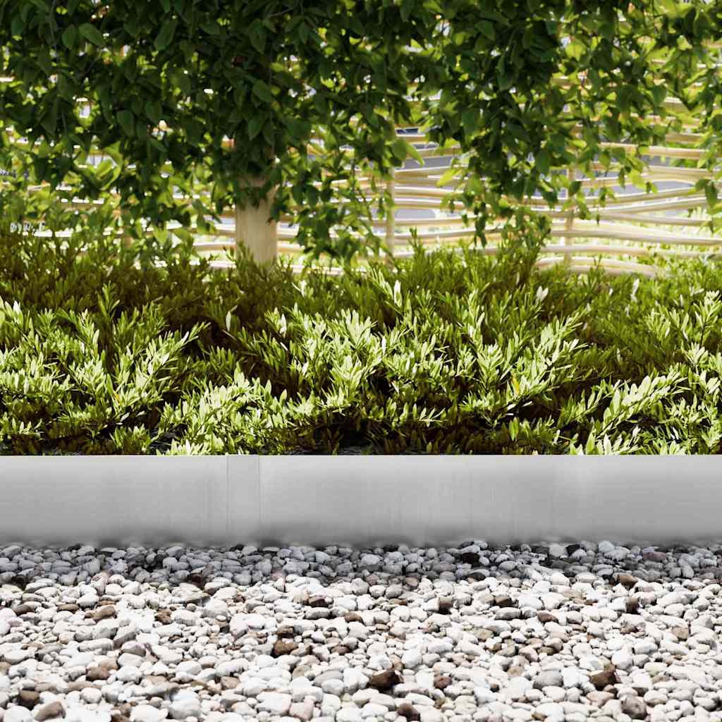 Lawn Edging 30 pcs 100 x 0.05 x 20 cm Galvanised Steel Silver