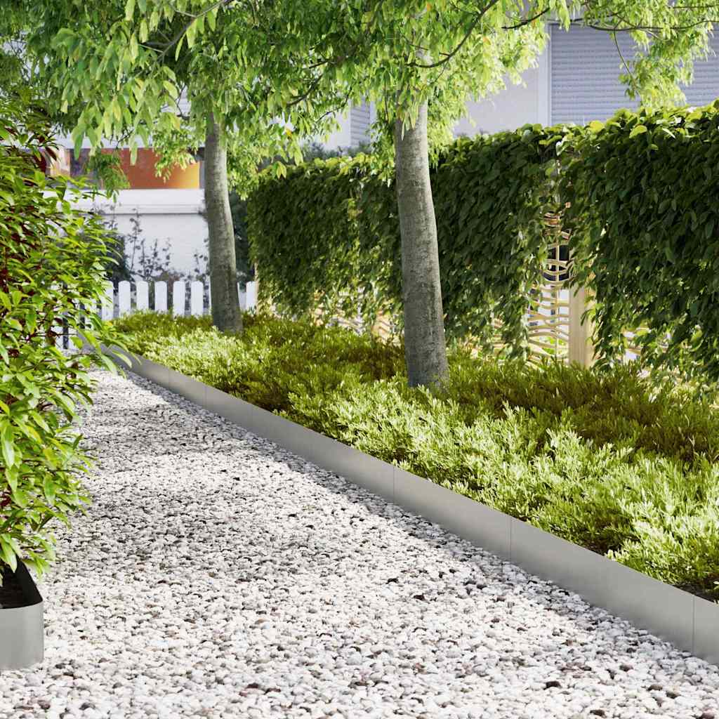 Lawn Edging 30 pcs 100 x 0.05 x 20 cm Galvanised Steel Silver