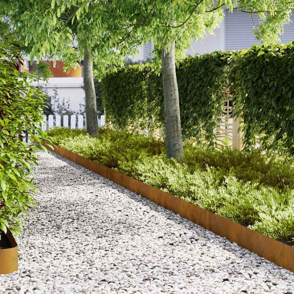 Lawn Edging 10 pcs Brown 100 x 0.05 x 20 cm Weathering Steel