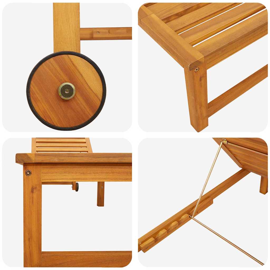 Sun Lounger Solid Acacia Wood Brown