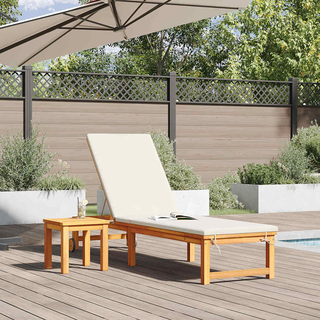 Sun Lounger Solid Acacia Wood Brown
