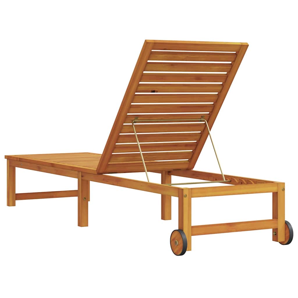 Sun Lounger Solid Acacia Wood Brown