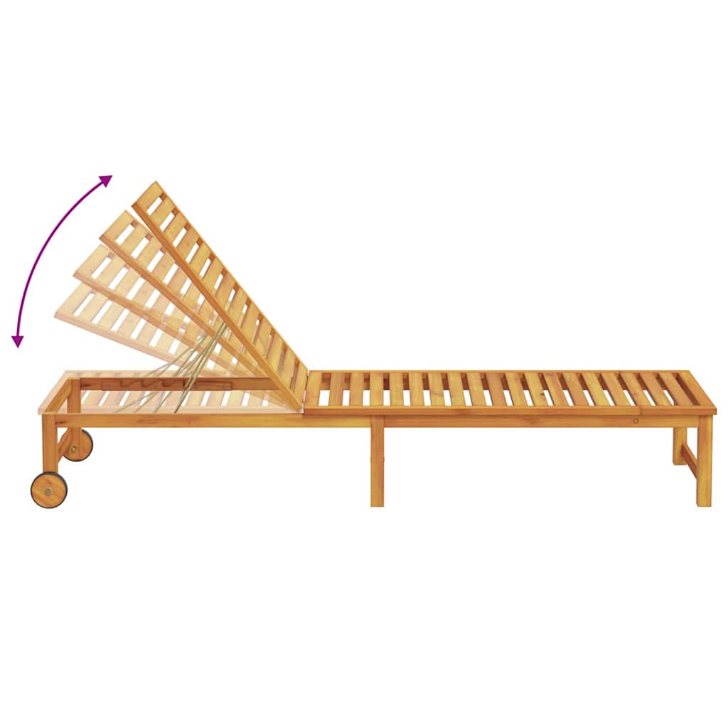 Sun Lounger Solid Acacia Wood Brown