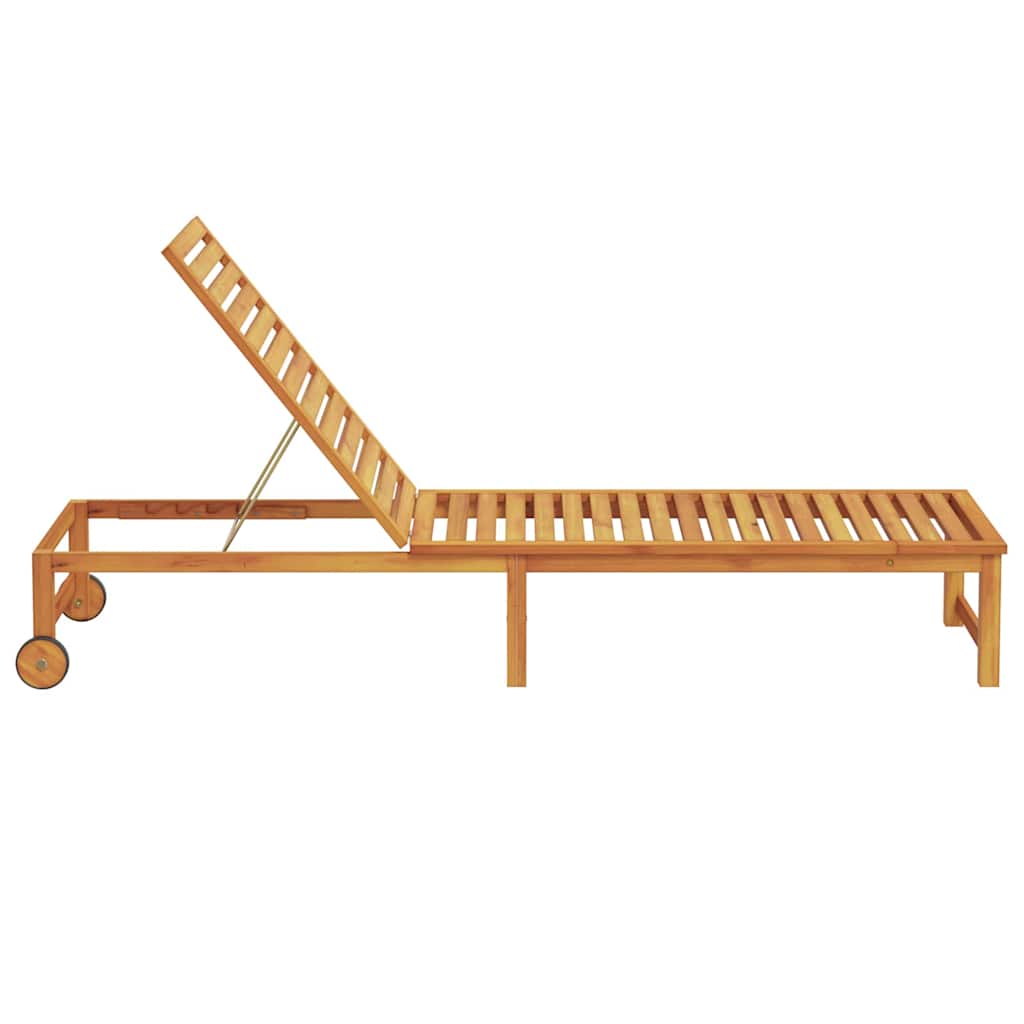 Sun Lounger Solid Acacia Wood Brown