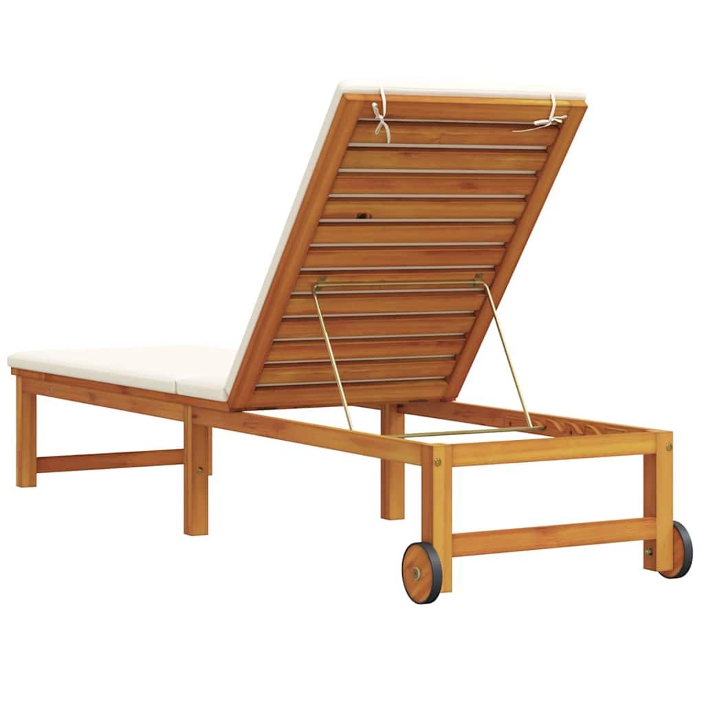 Sun Lounger Solid Acacia Wood Brown