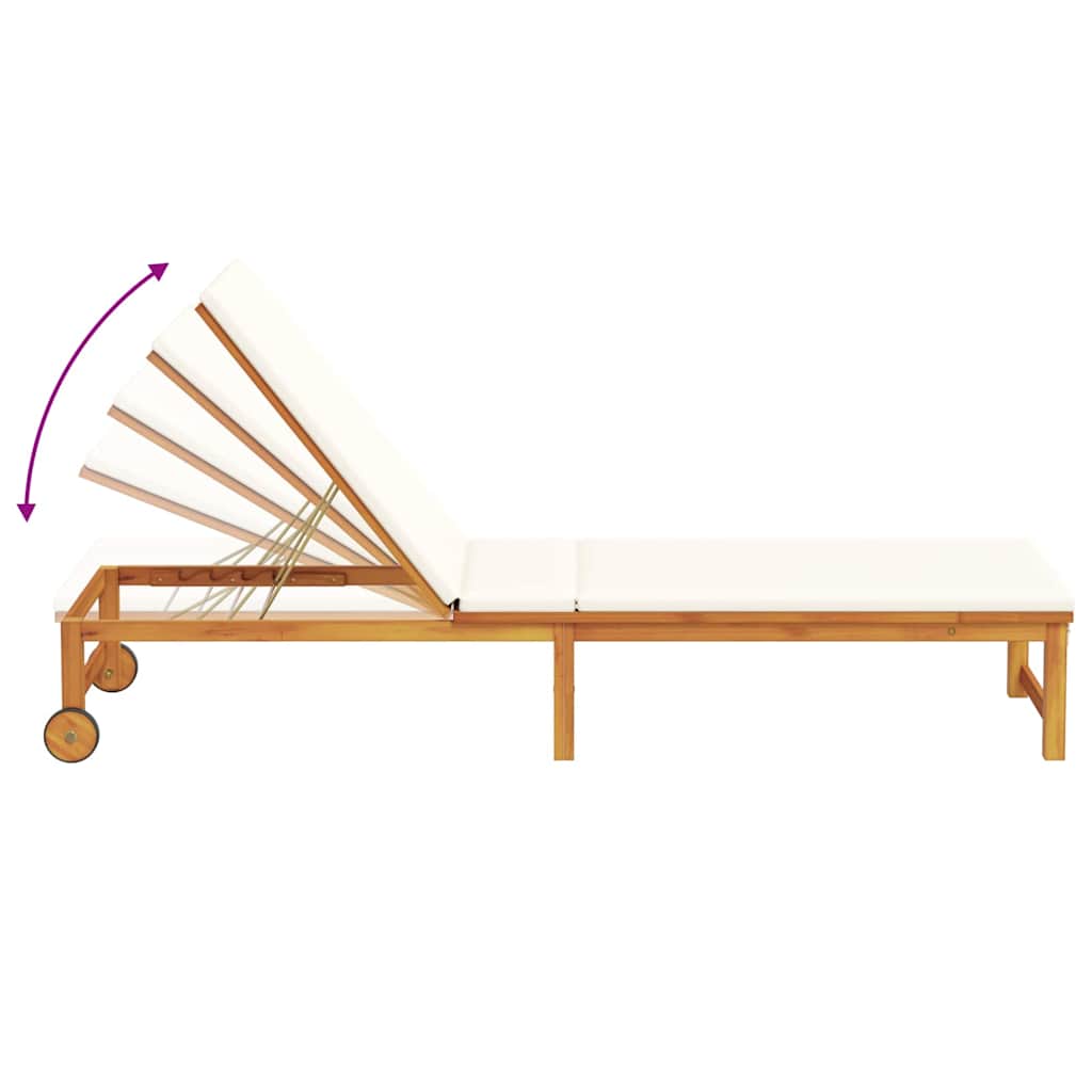Sun Lounger Solid Acacia Wood Brown