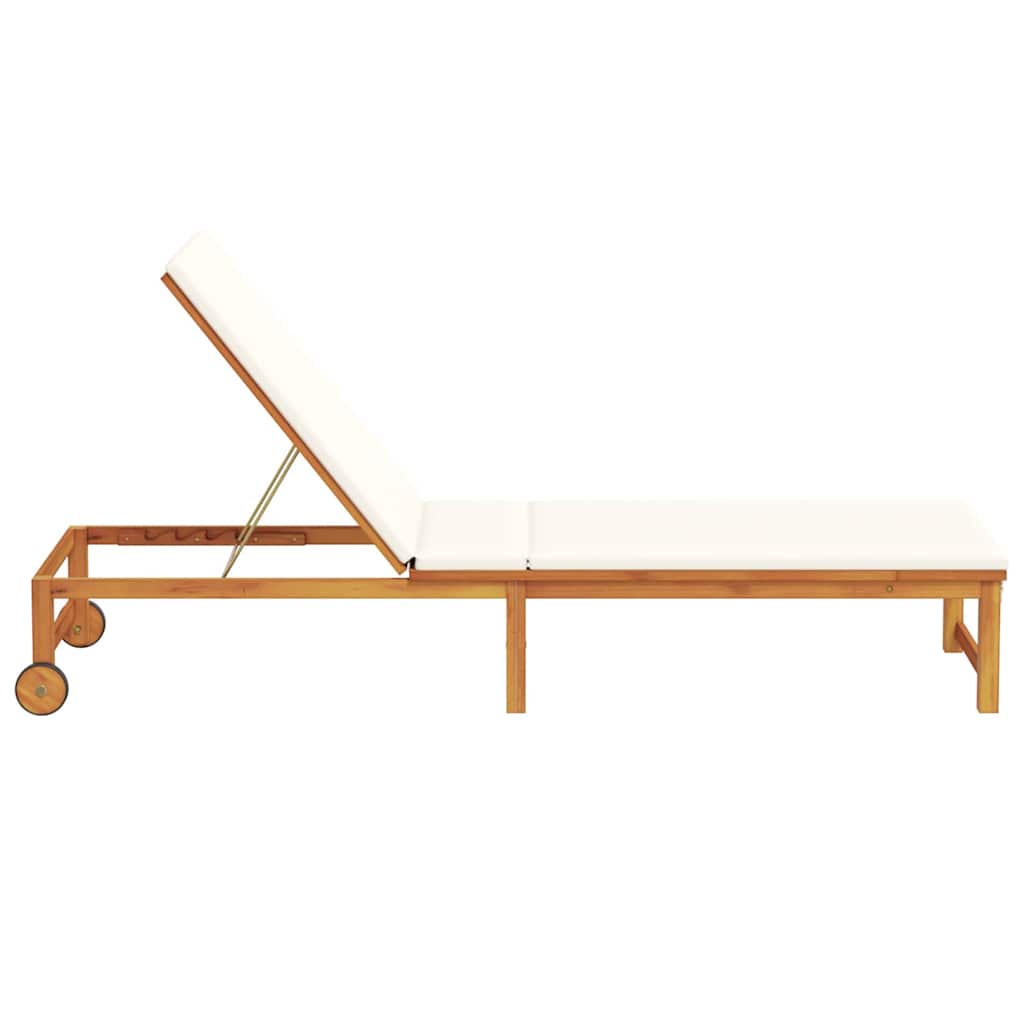 Sun Lounger Solid Acacia Wood Brown