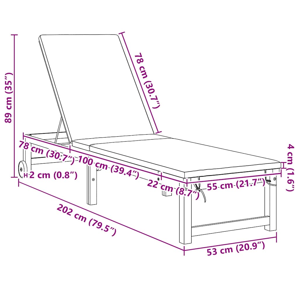 Sun Lounger Solid Acacia Wood Brown