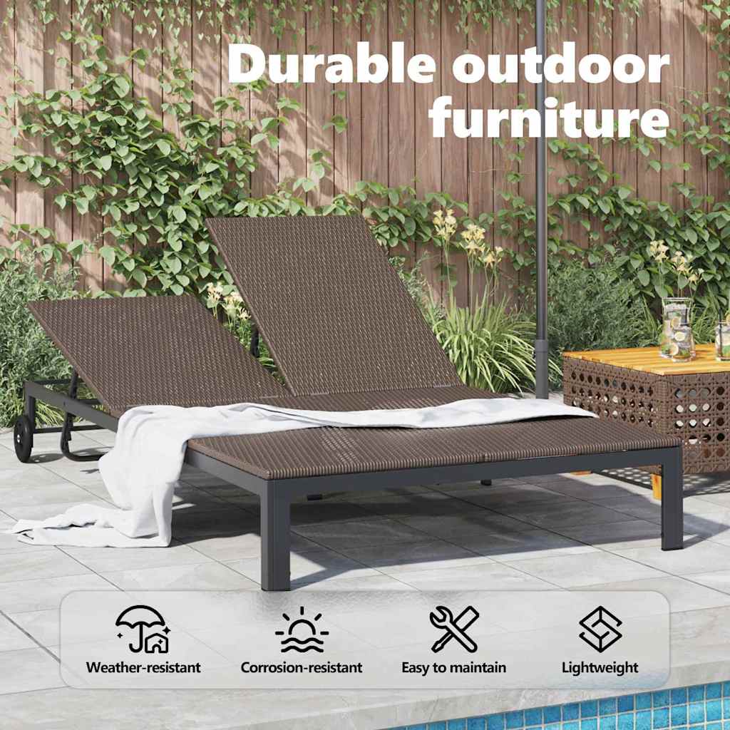 Sunbed Brown 206 x 115 x 75 cm Poly Rattan
