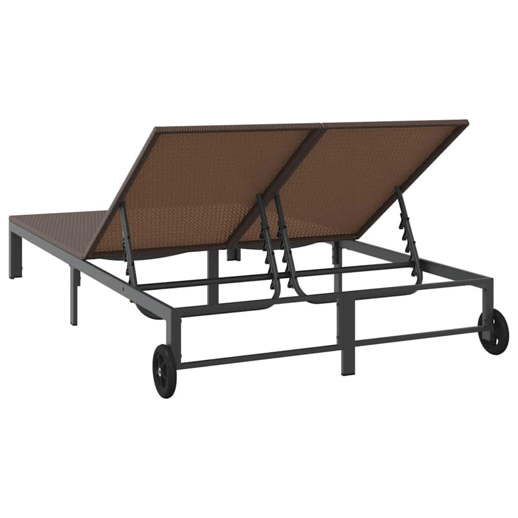 Sunbed Poly Rattan Brown