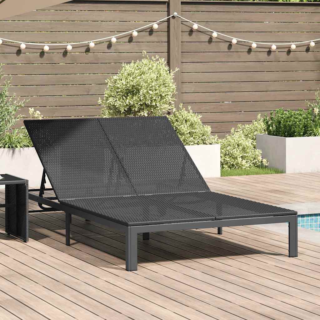 Sunbed Poly Rattan Black