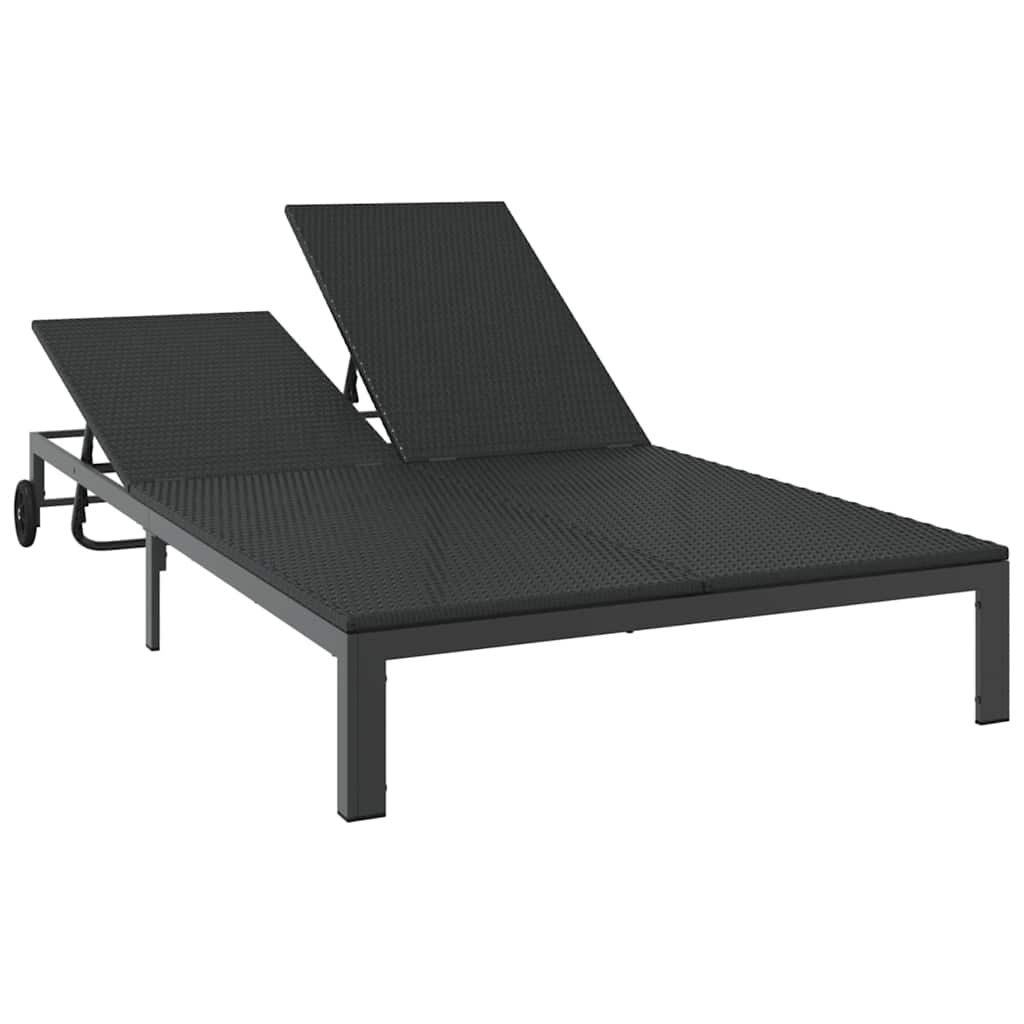 Sunbed Poly Rattan Black