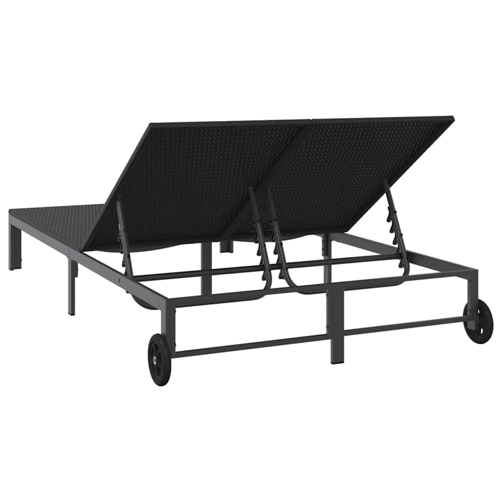 Sunbed Black 206 x 115 x 75 cm Poly Rattan