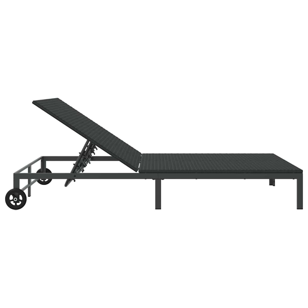 Sunbed Poly Rattan Black
