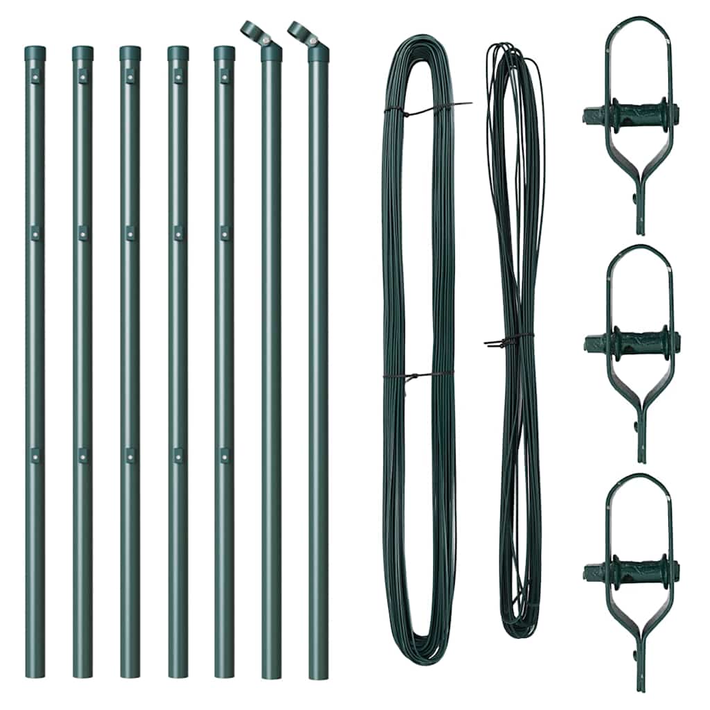 Fence Post 7 pcs Green Steel