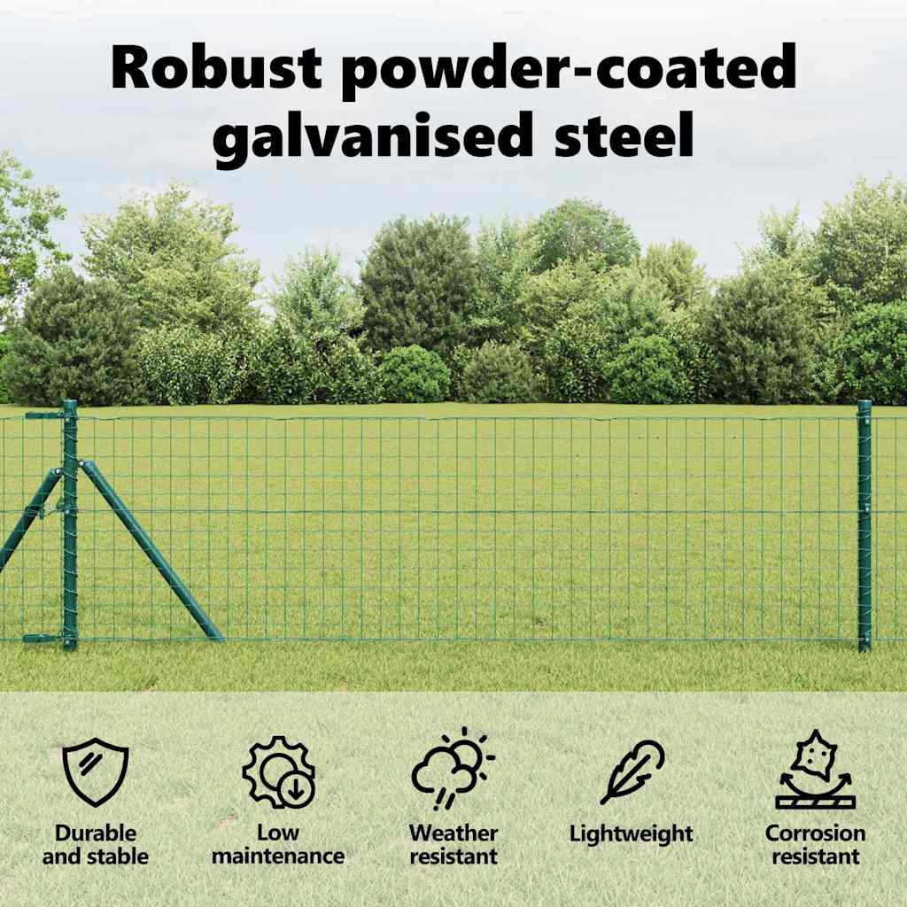 Embedded Fence Post 7 pcs Green Powder-Coated Steel