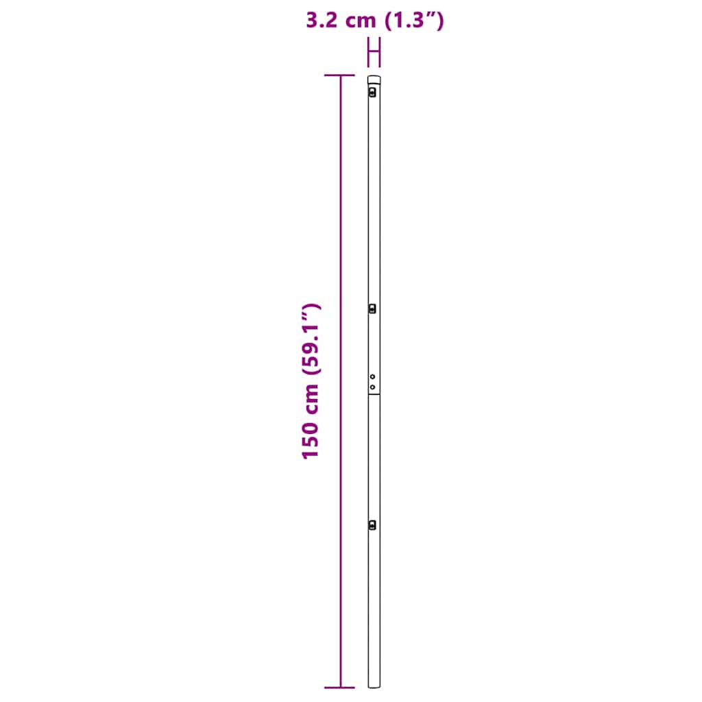 Embedded Fence Post 7 pcs Green Powder-Coated Steel