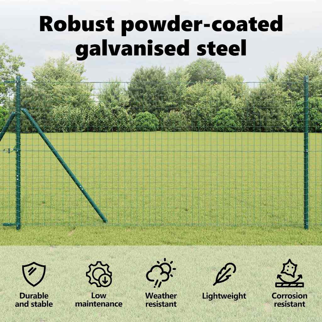 Embedded Fence Post 13 pcs Green Powder-Coated Steel